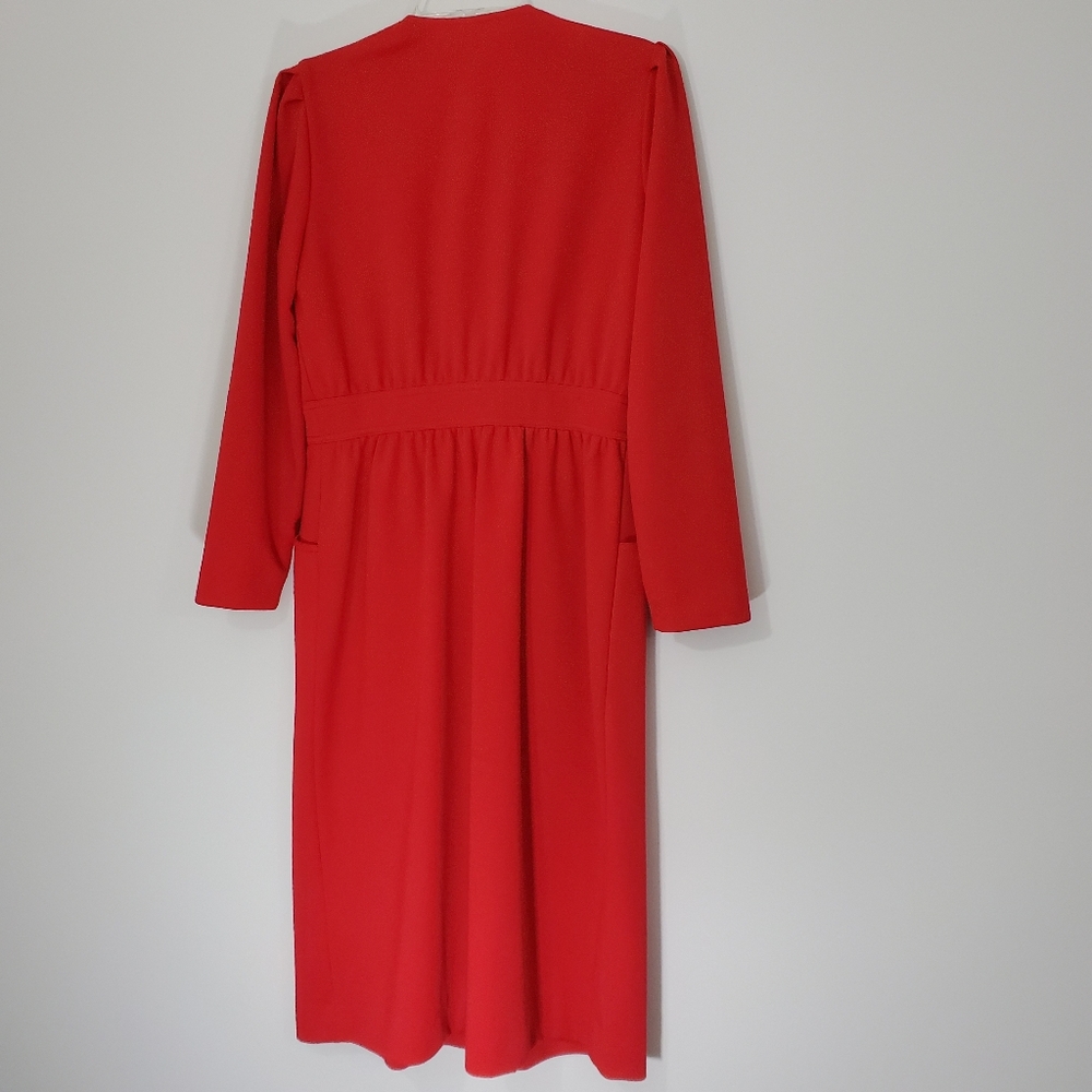 Vintage Leslie Fay Red Dress, Size10 - Picture 2 of 10